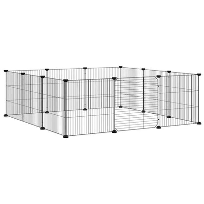 Animal Cage 12 Panels with Black Door 35x35 cm Steel