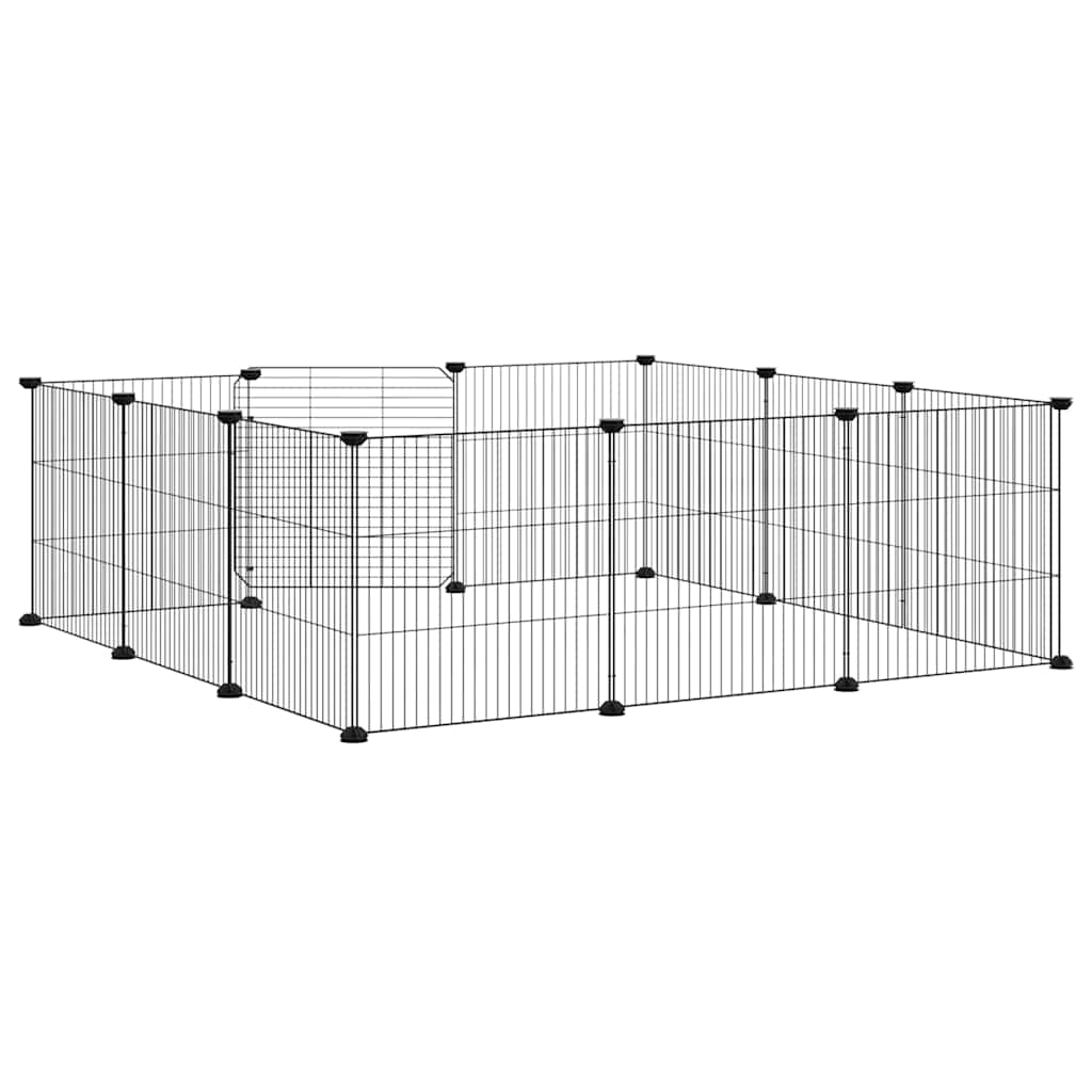 Gabbia per animali domestici a 12 pannelli con porta nera 35x35 cm in acciaio | homemem39
