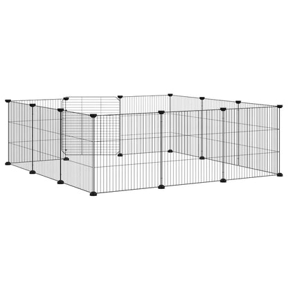 Gabbia per animali domestici a 12 pannelli con porta nera 35x35 cm in acciaio | homemem39