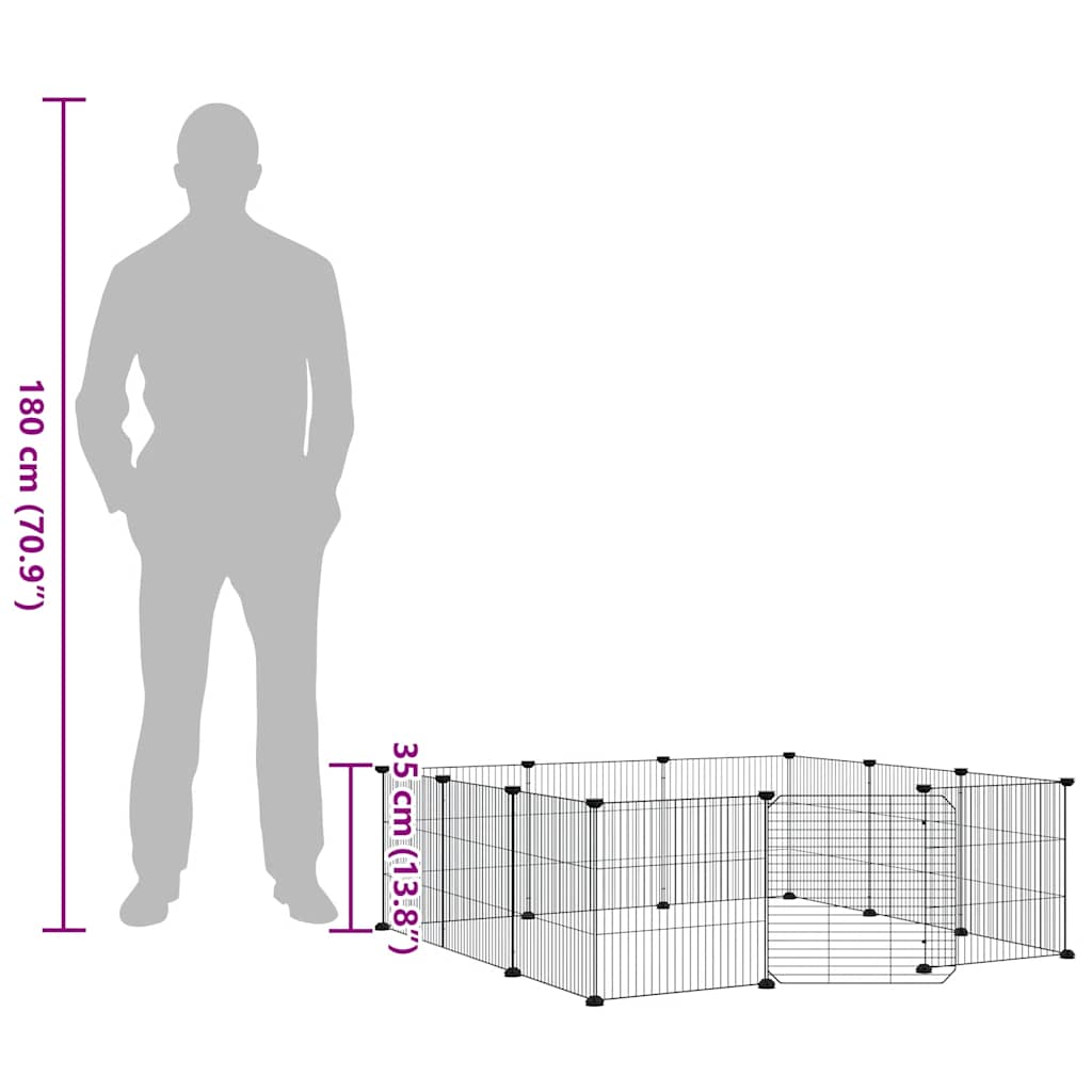 Animal Cage 12 Panels with Black Door 35x35 cm Steel