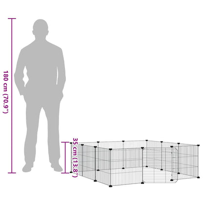 Animal Cage 12 Panels with Black Door 35x35 cm Steel