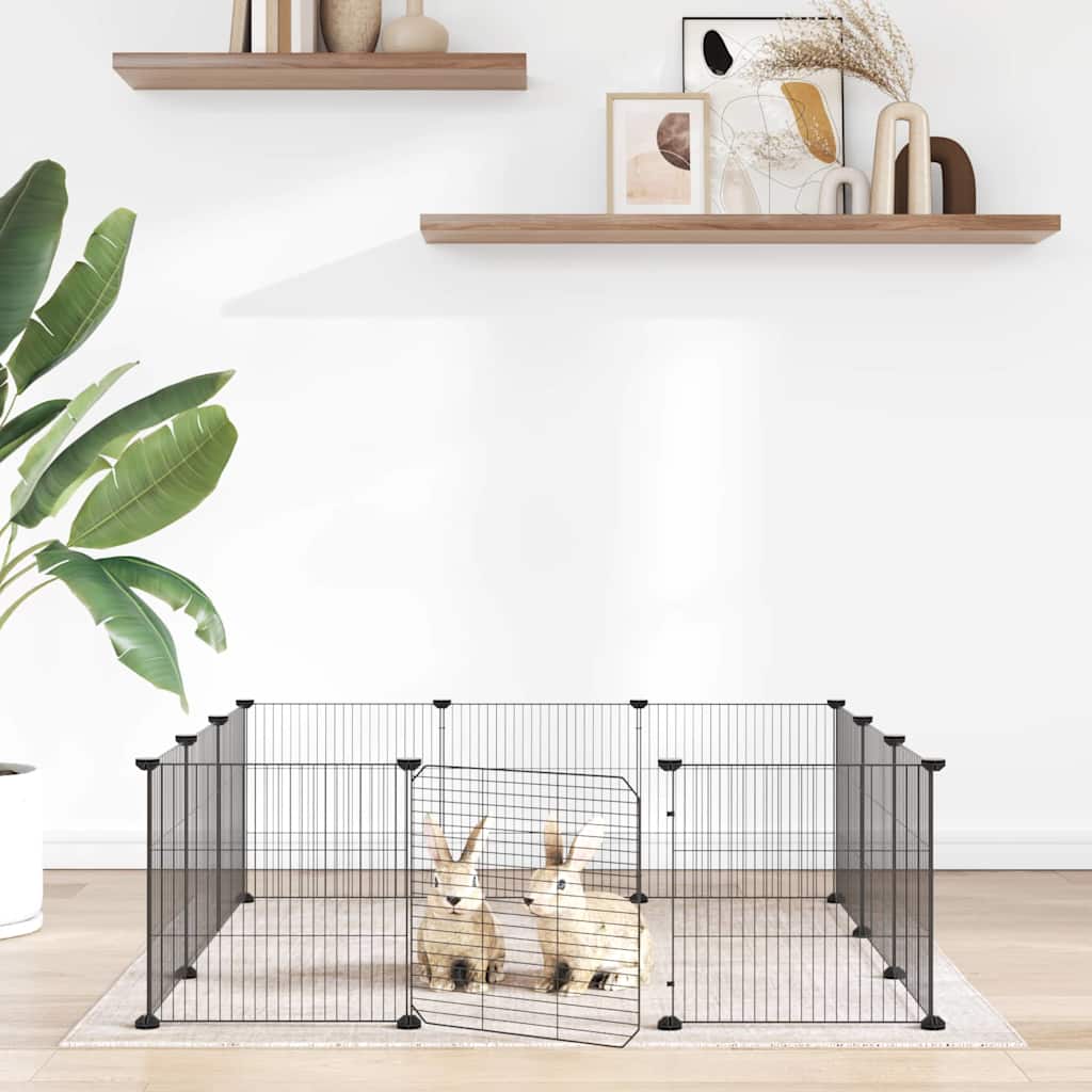Animal Cage 12 Panels with Black Door 35x35 cm Steel