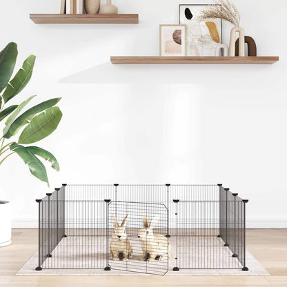 Animal Cage 12 Panels with Black Door 35x35 cm Steel