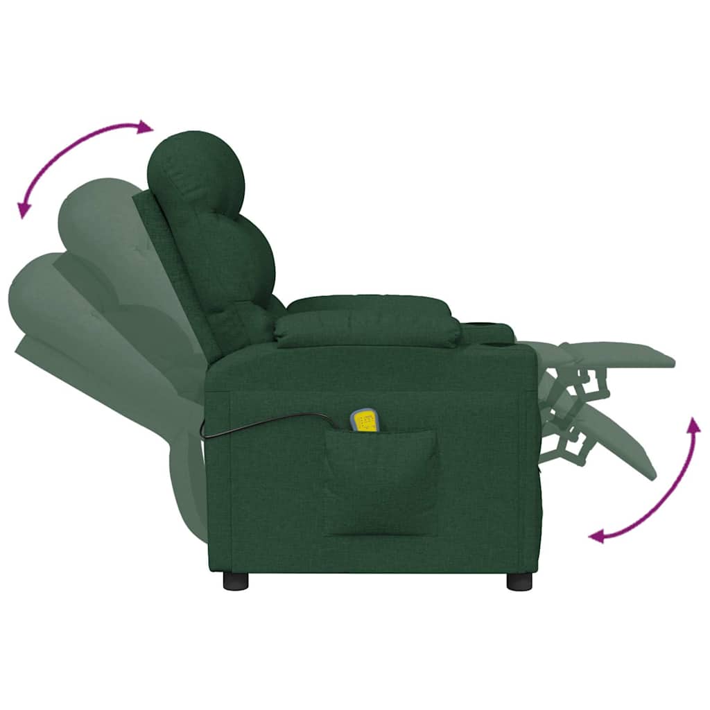 Poltrona Massaggiante Verde Scuro in Tessuto | homemem39