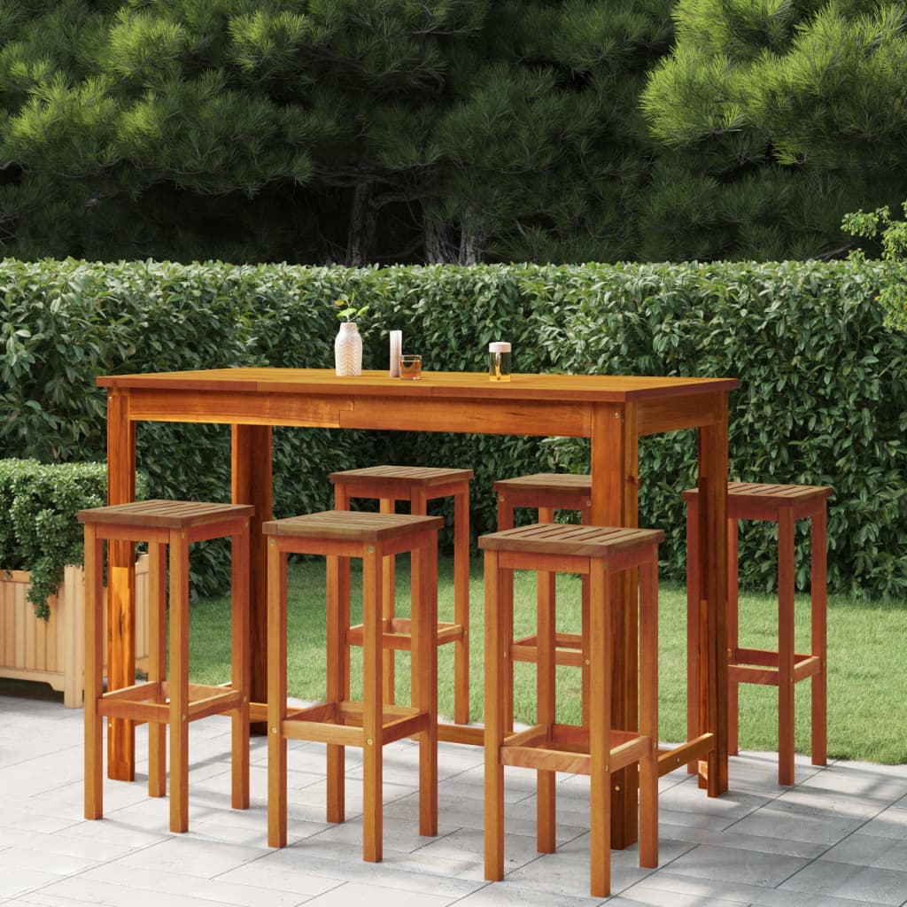 Set da Bar da Giardino 7 pz in Legno Massello di Acacia - homemem39