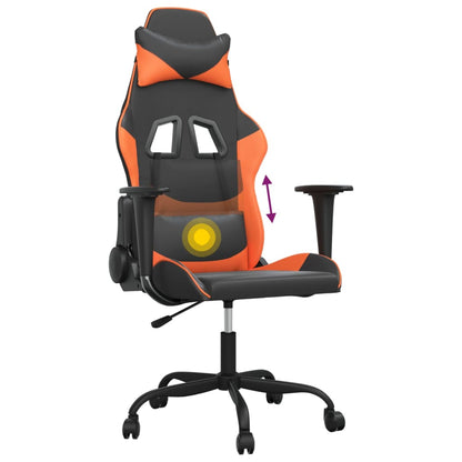 Black and Orange Massage Gaming Chair in Faux Leather