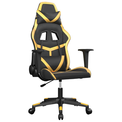 Black and Gold Massage Gaming Chair in Faux Leather
