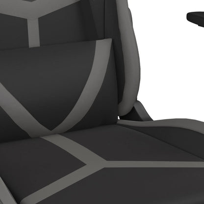 Black and Gray Massage Gaming Chair in Faux Leather