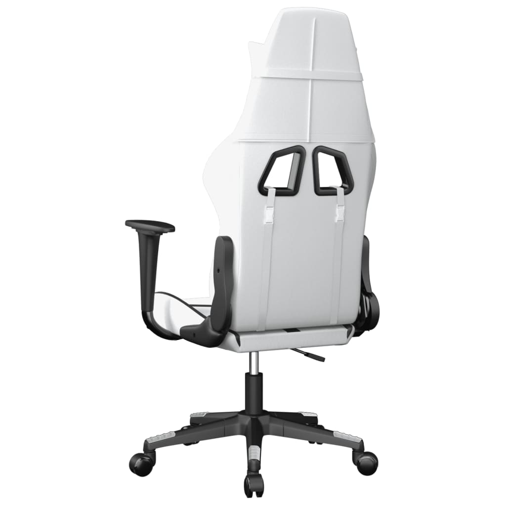 Black and White Massage Gaming Chair in Faux Leather