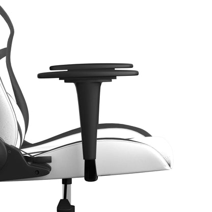 Black and White Massage Gaming Chair in Faux Leather