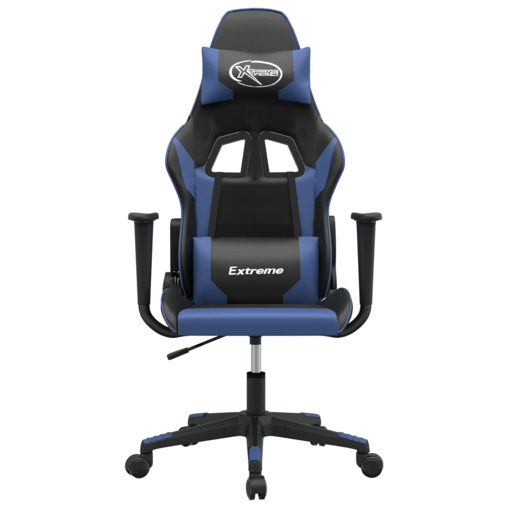 Sedia da Gaming Massaggiante Nero e Blu in Similpelle