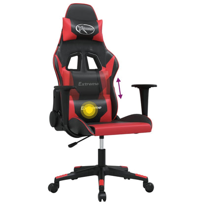 Red and Black Massage Gaming Chair in Faux Leather