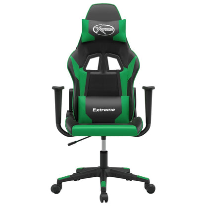 Sedia da Gaming Massaggiante Nero e Verde in Similpelle