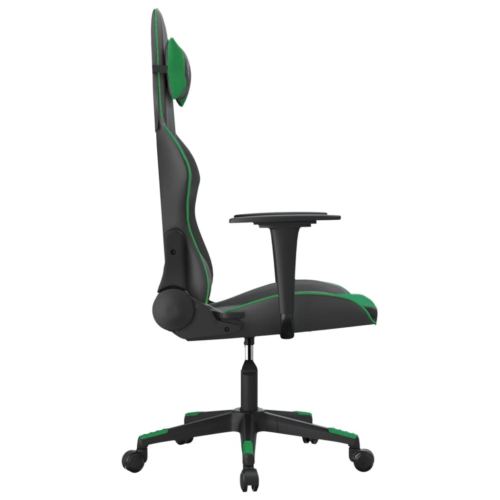Black and Green Massage Gaming Chair in Faux Leather