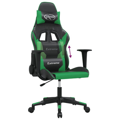 Sedia da Gaming Massaggiante Nero e Verde in Similpelle