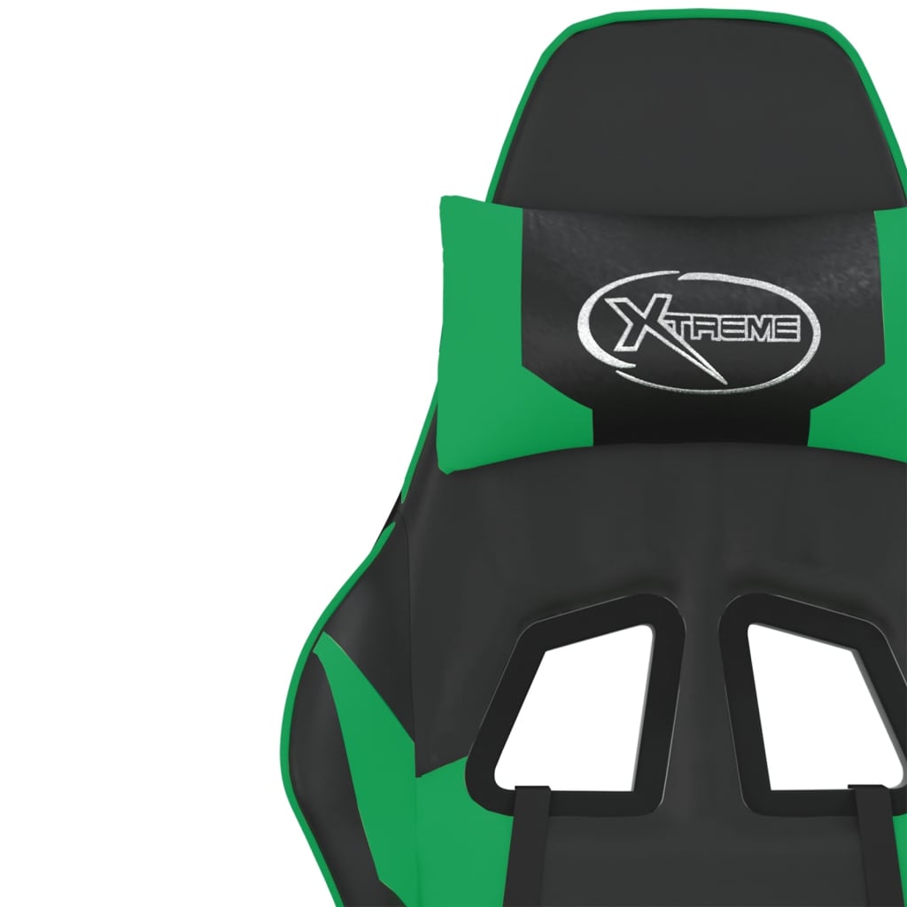 Black and Green Massage Gaming Chair in Faux Leather