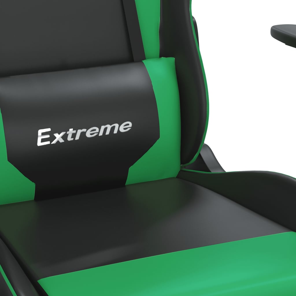 Black and Green Massage Gaming Chair in Faux Leather