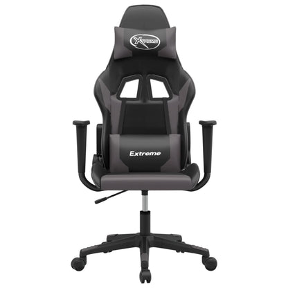 Black and Gray Massage Gaming Chair in Faux Leather