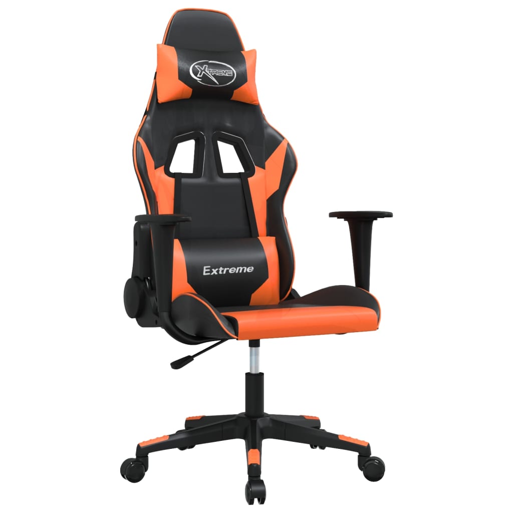 Black and Orange Massage Gaming Chair in Faux Leather