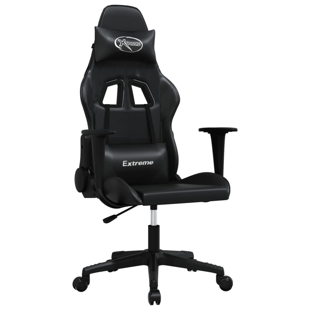 Sedia da Gaming Massaggiante Nera in Similpelle