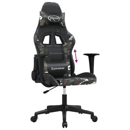 Black and Camouflage Massage Gaming Chair in Faux Leather