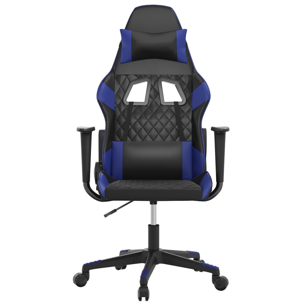 Sedia da Gaming Massaggiante Nero e Blu in Similpelle