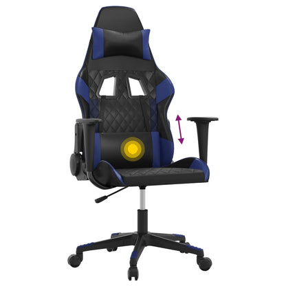 Sedia da Gaming Massaggiante Nero e Blu in Similpelle