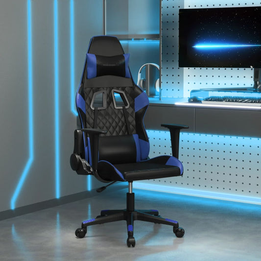 Sedia da Gaming Massaggiante Nero e Blu in Similpelle