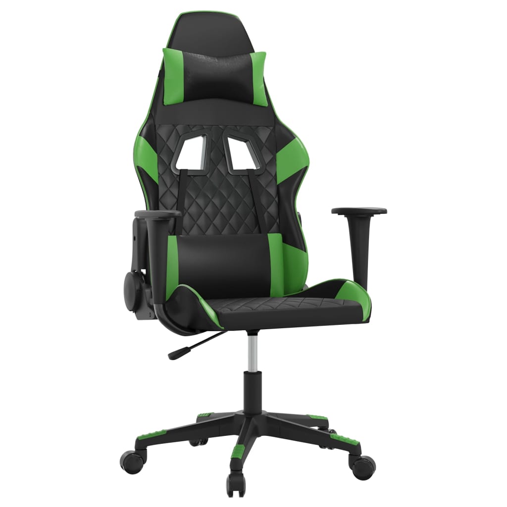Sedia da Gaming Massaggiante Nero e Verde in Similpelle