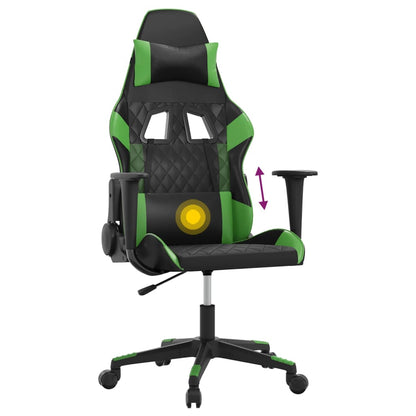 Sedia da Gaming Massaggiante Nero e Verde in Similpelle
