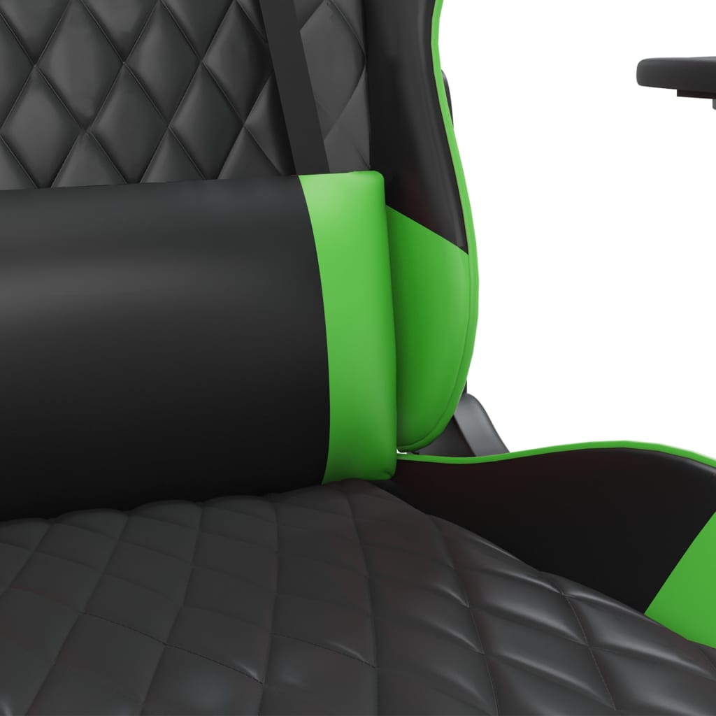 Sedia da Gaming Massaggiante Nero e Verde in Similpelle