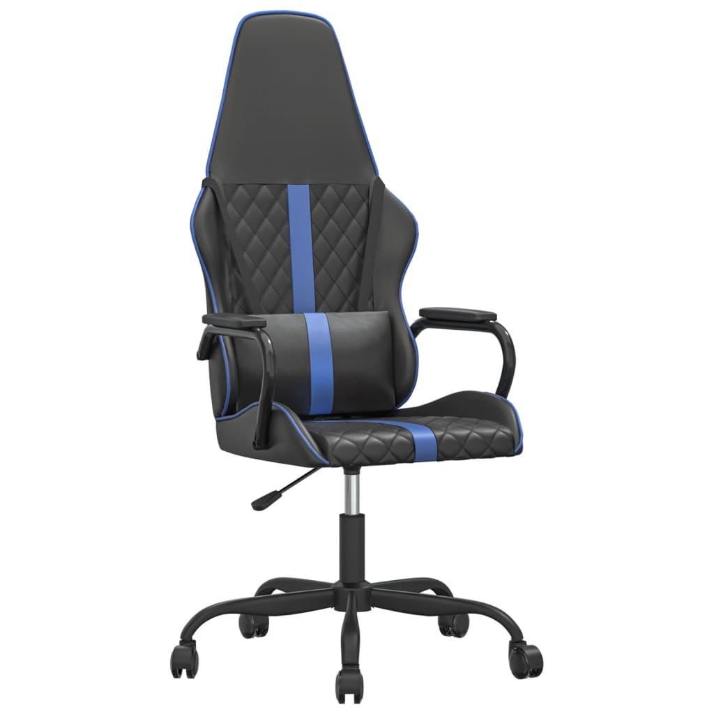 Blue and Black Massage Gaming Chair in Faux Leather