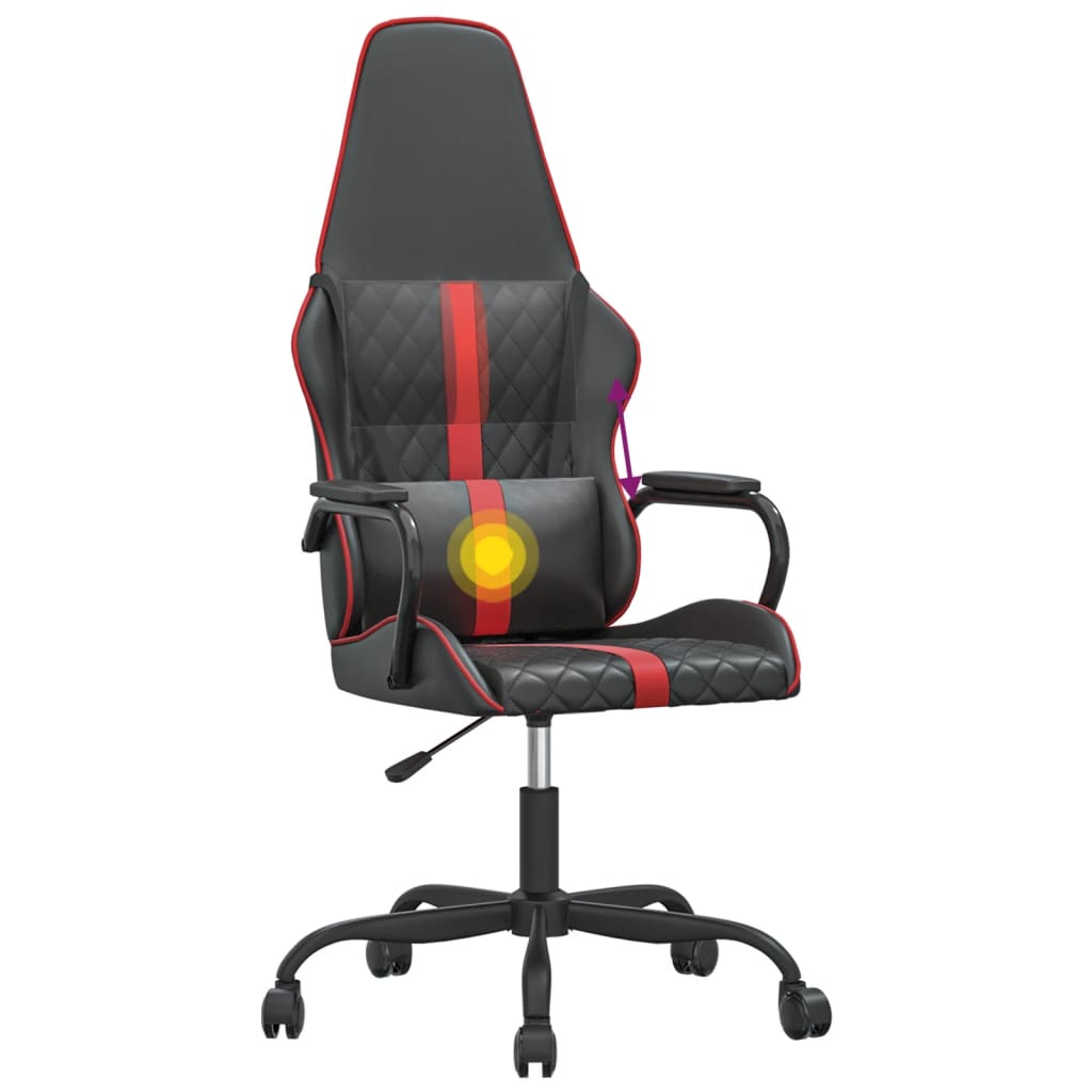 Red and Black Massage Gaming Chair in Faux Leather