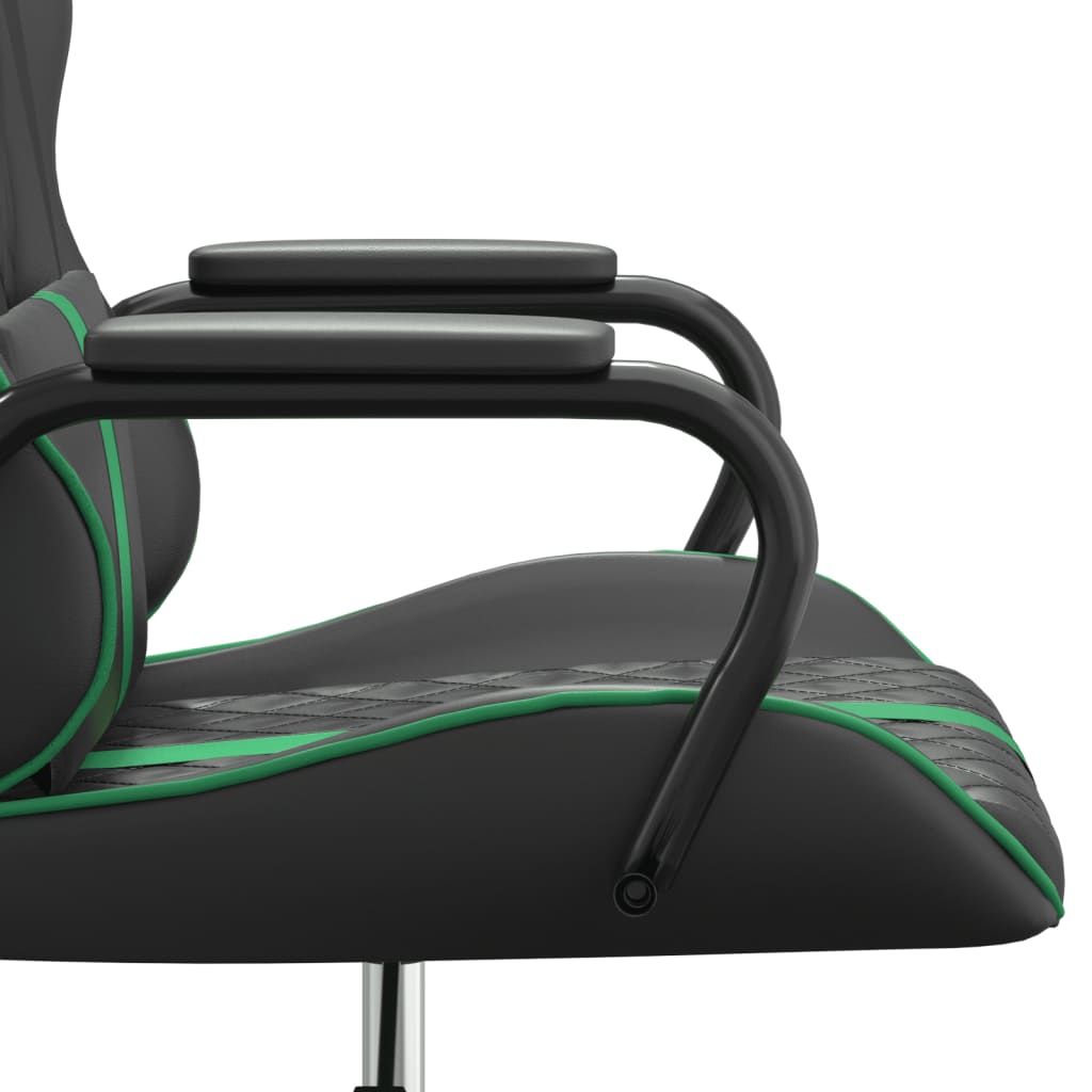 Sedia da Gaming Massaggiante Verde e Nera in Similpelle