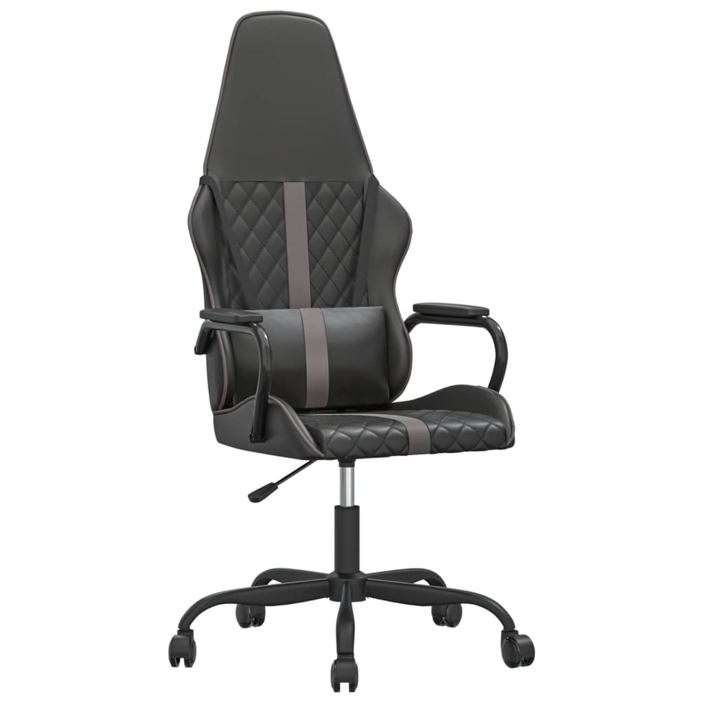 Gray and Black Massage Gaming Chair in Faux Leather