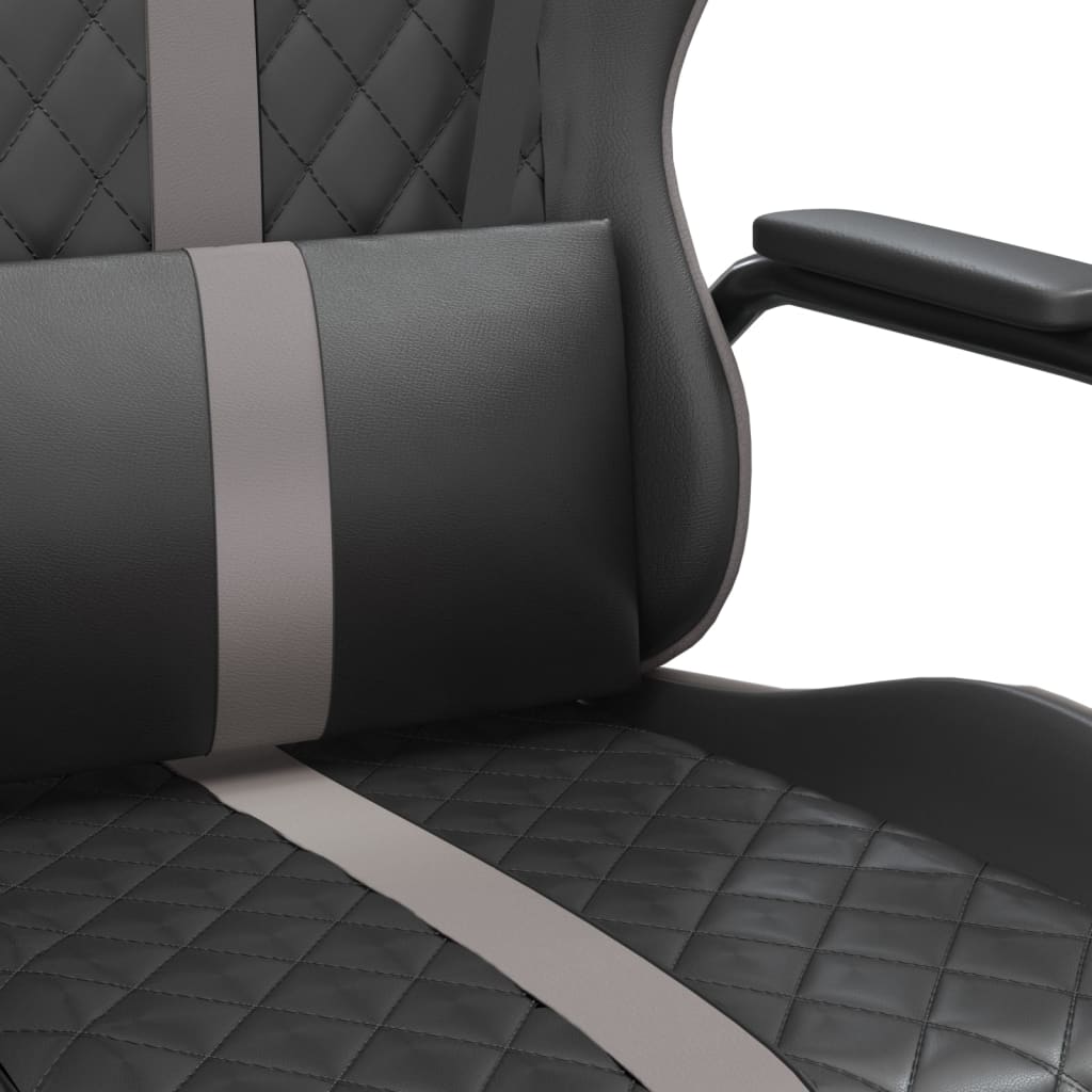 Gray and Black Massage Gaming Chair in Faux Leather