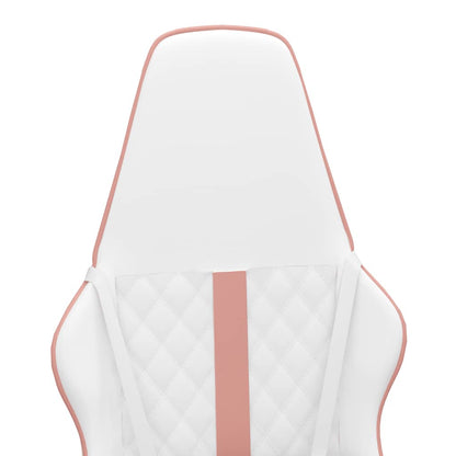 Pink and White Massage Gaming Chair in Faux Leather