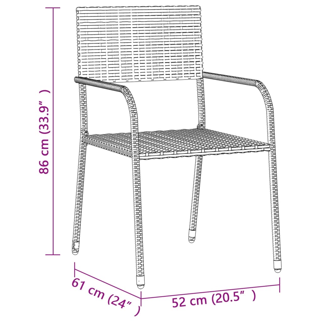 Set da Pranzo per Giardino 5 pz in Polyrattan Nero | homemem39