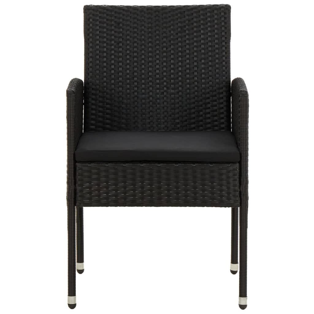 Set da Pranzo per Giardino 3 pz in Polyrattan Nero | homemem39