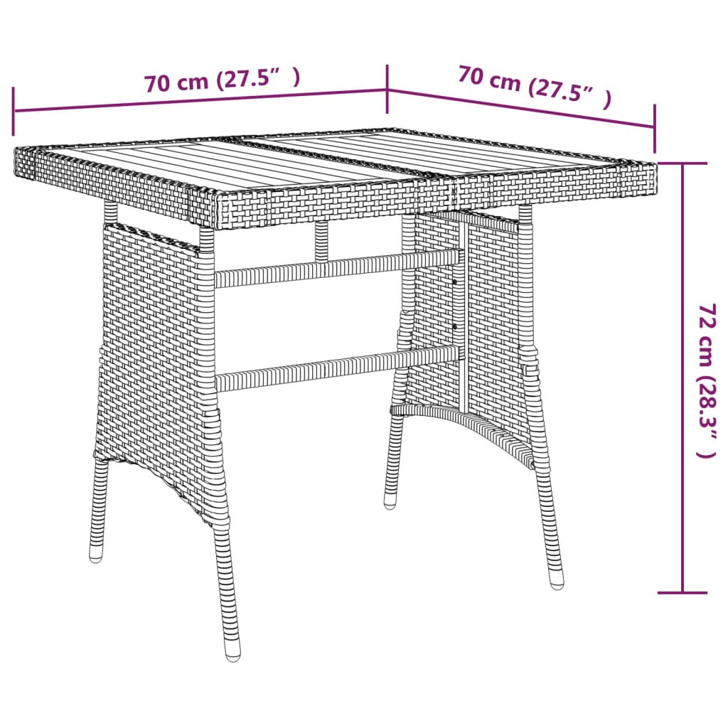 Set da Pranzo per Giardino 3 pz in Polyrattan Nero | homemem39