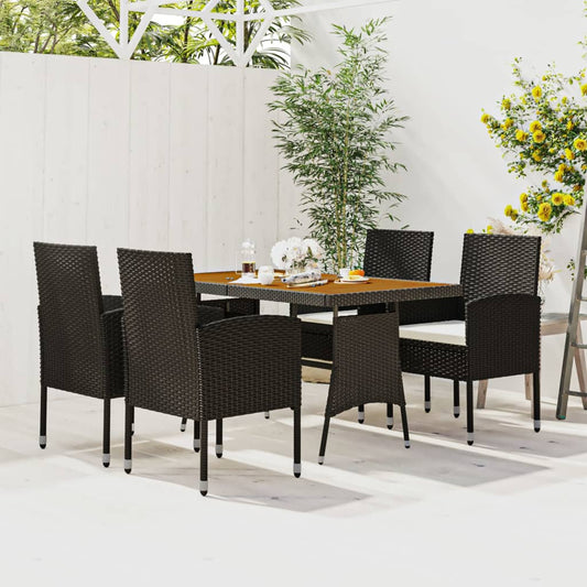 Set da Pranzo per Esterni 5 pz in Polyrattan Nero - homemem39