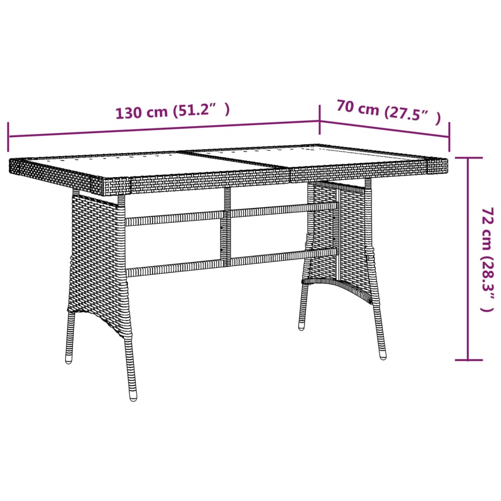 Set da Pranzo per Esterni 7 pz in Polyrattan Nero