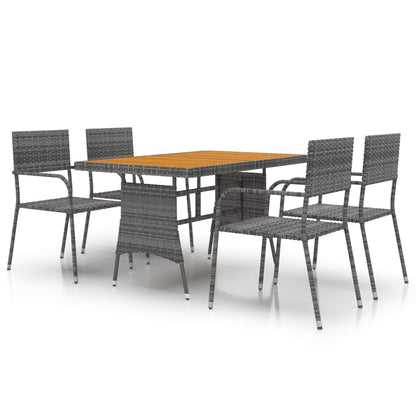 Set da Pranzo per Esterni 5 pz in Polyrattan Grigio - homemem39