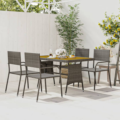 Set da Pranzo per Esterni 5 pz in Polyrattan Grigio - homemem39