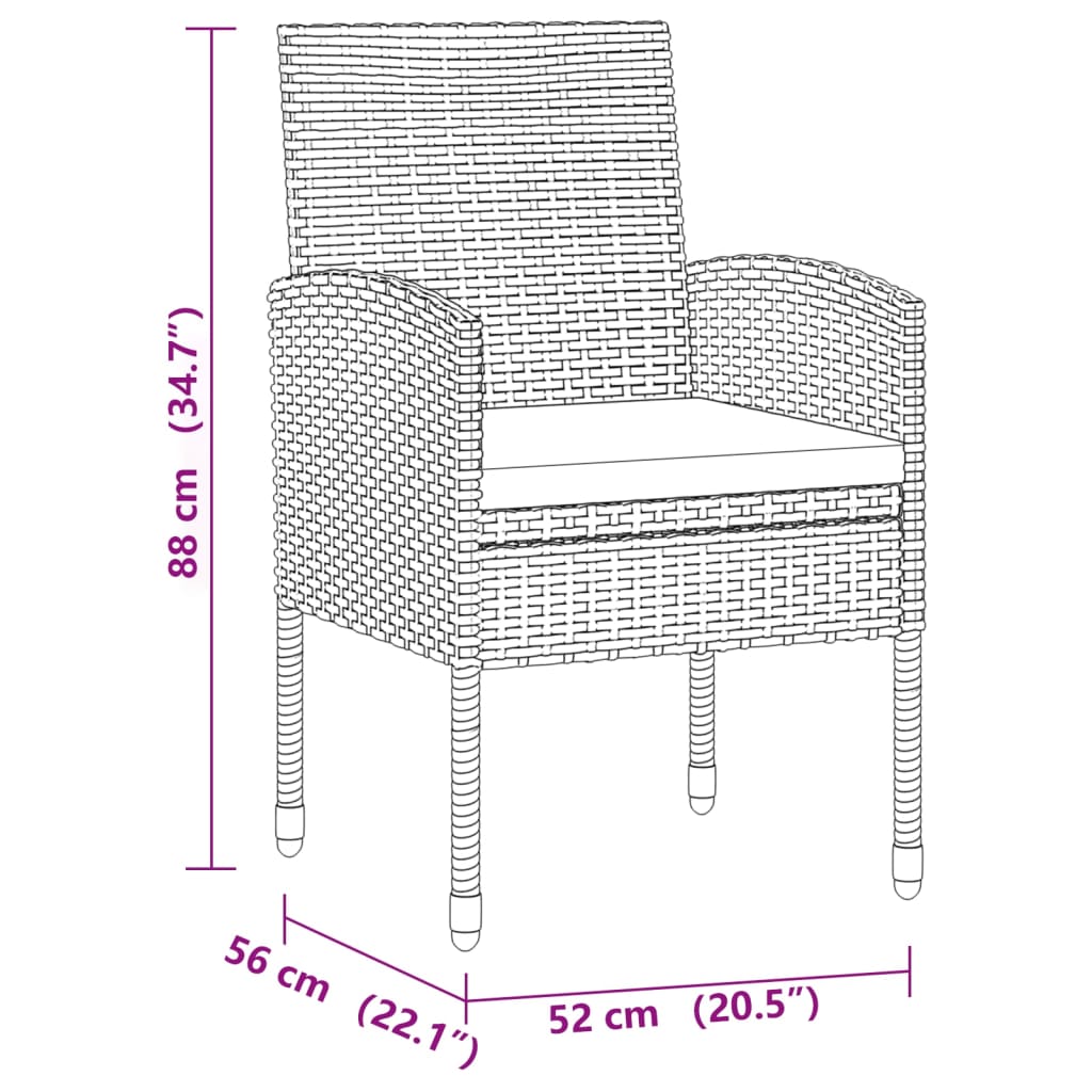 Set da Pranzo per Esterni 7 pz in Polyrattan Grigio | homemem39