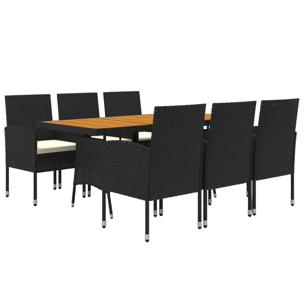 Set da Pranzo per Esterni 7 pz in Polyrattan Nero - homemem39
