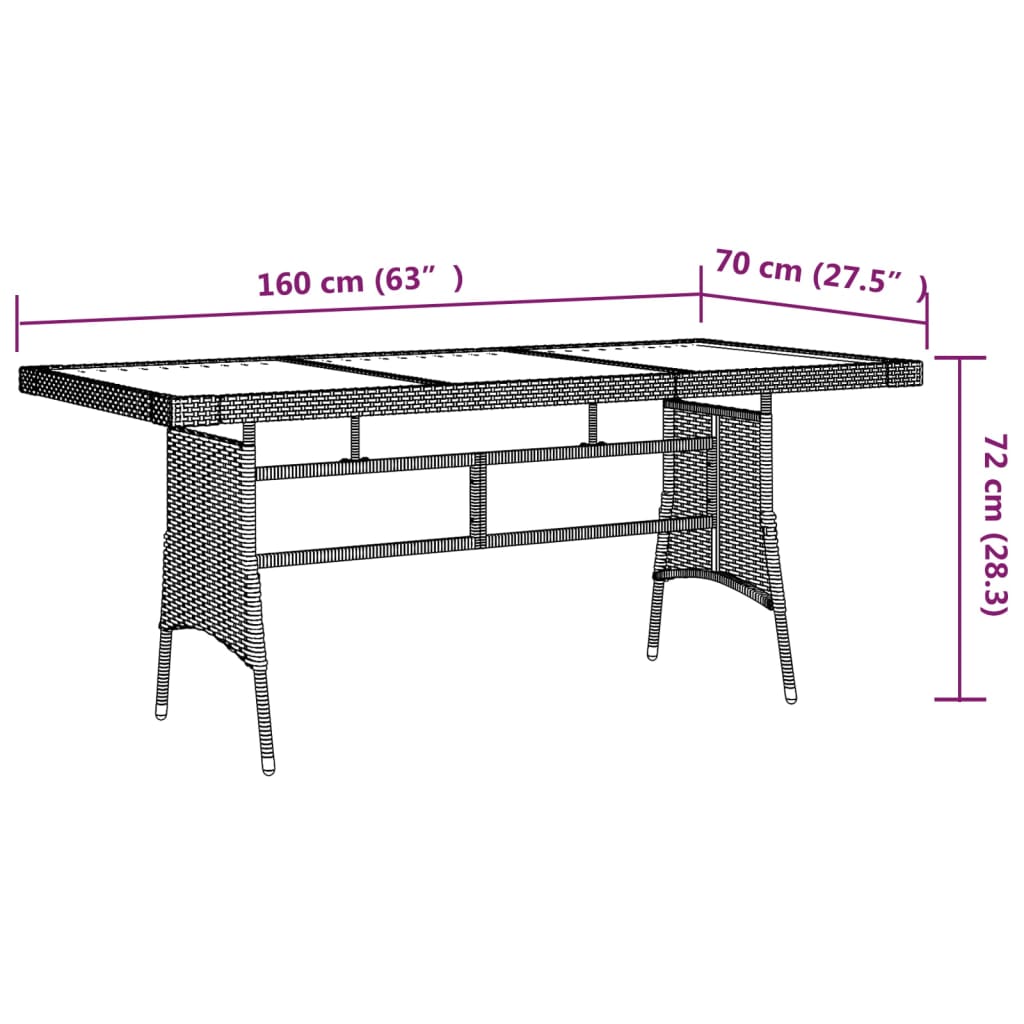 Set da Pranzo per Esterni 9 pz in Polyrattan Nero