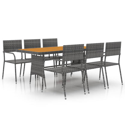 Set da Pranzo per Esterni 7 pz in Polyrattan Grigio