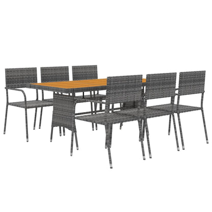 Set da Pranzo per Esterni 7 pz in Polyrattan Grigio