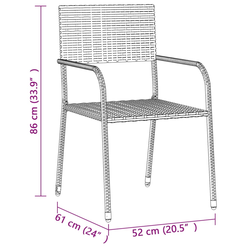 Set da Pranzo per Esterni 9 pz in Polyrattan Grigio